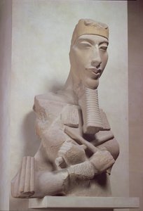 Osirid pilar de Akhenaton (1365-1349 aC) do templo do sol de Amenophis IV em Karnak, Novo Reino, c.1350 aC (terracota)